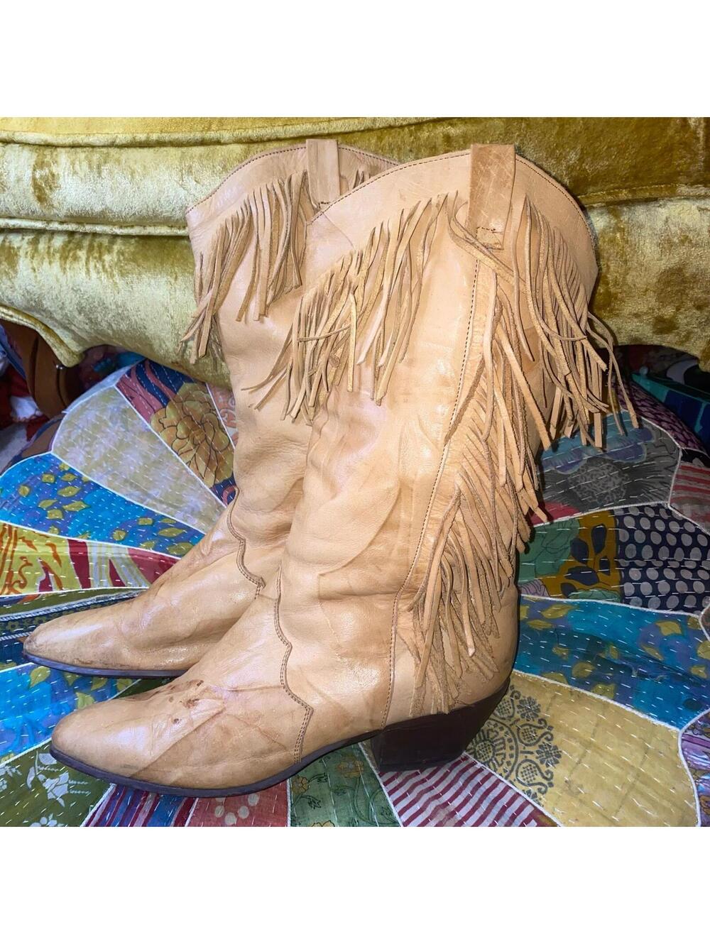 Vintage Cowgirl Boots w/fringe size 8